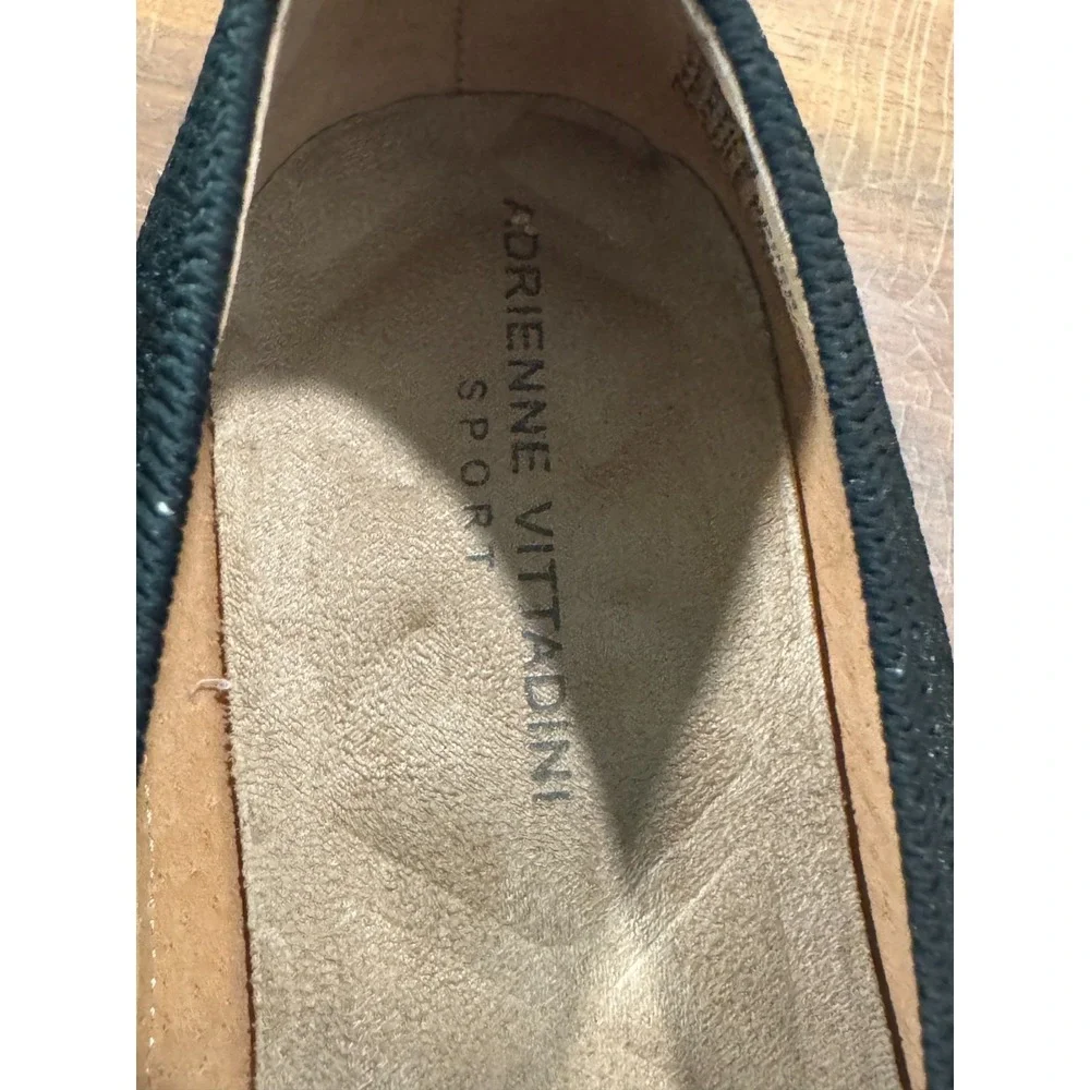 Adrienne Vittadini Sport Espadrille Slip-On Shoes Size 9 Women's Black Knit_2